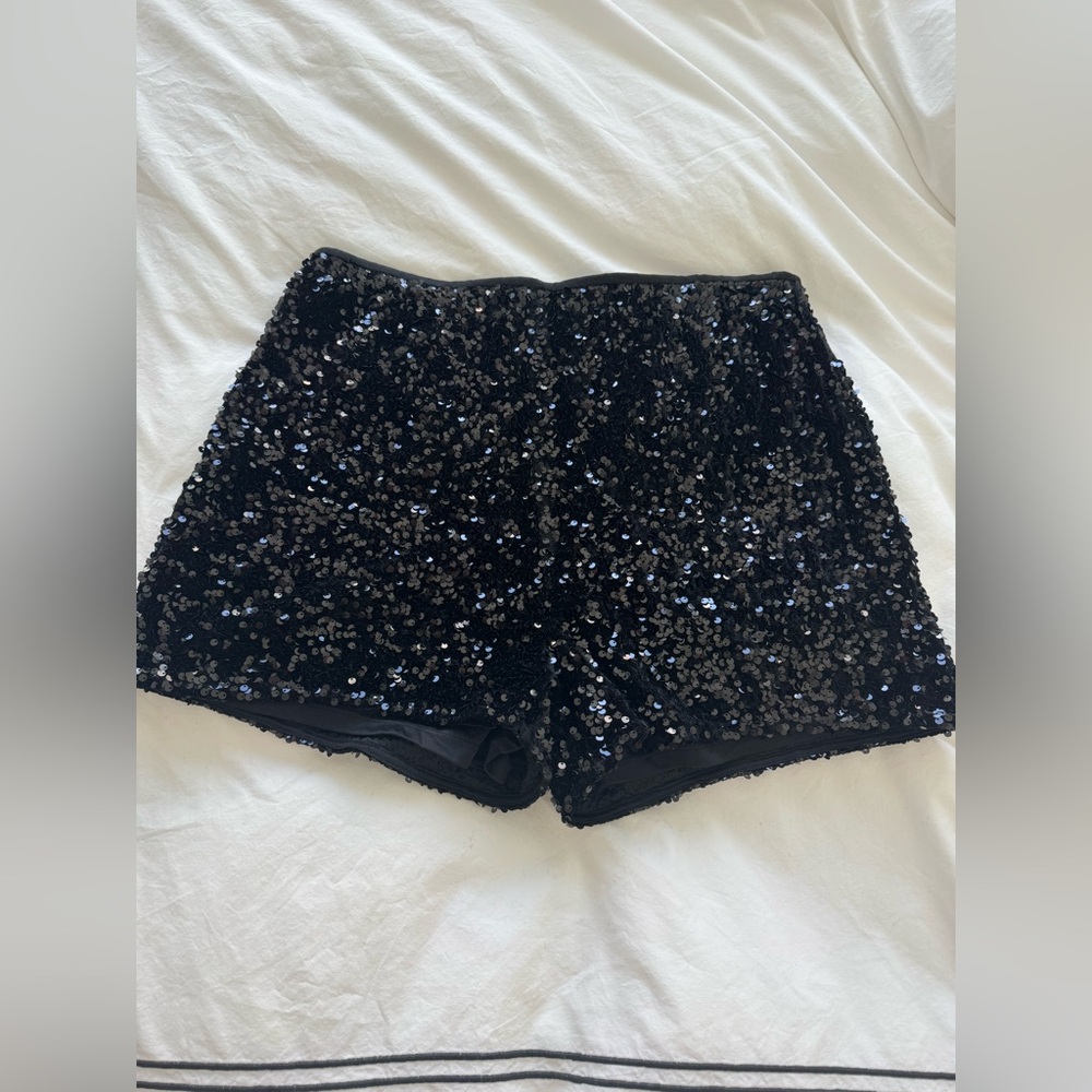 Mango Black Sequin Shorts